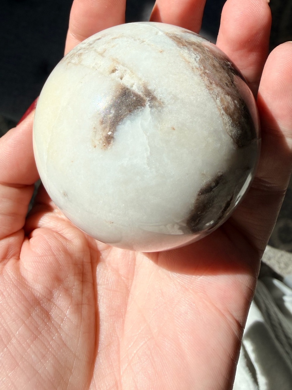 Dendritic Agate Sphere | Natural Crystal | Unique Druzy Inclusions - Picture 5 of 8